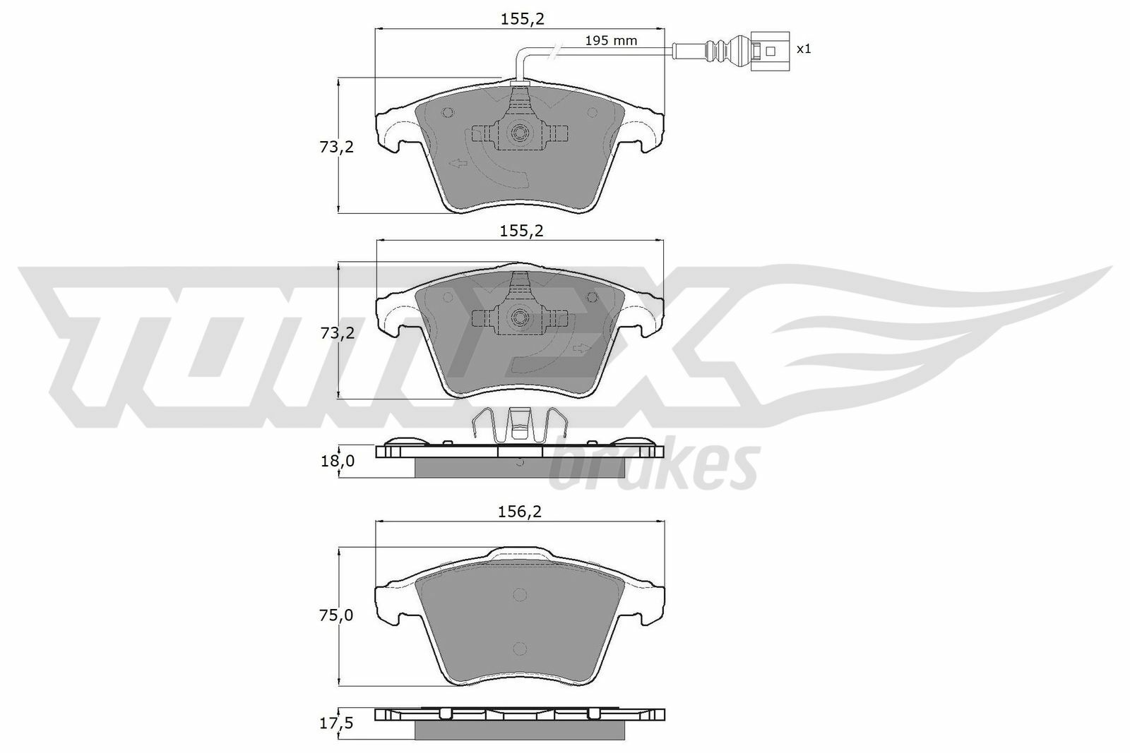 Sada brzdových destiček, kotoučová brzda TOMEX Brakes